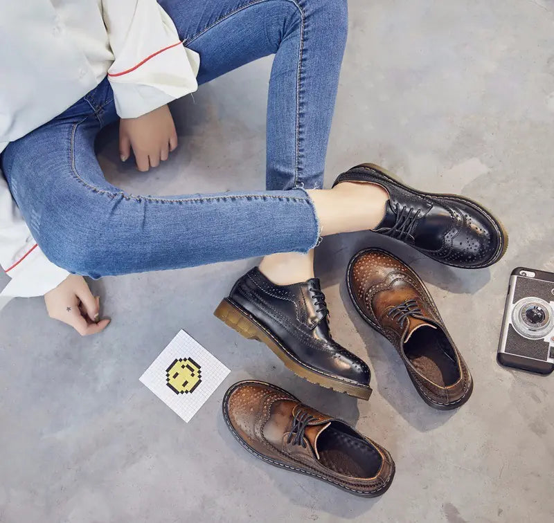 New Women's Retro Leather Oxford Shoes (British Style)