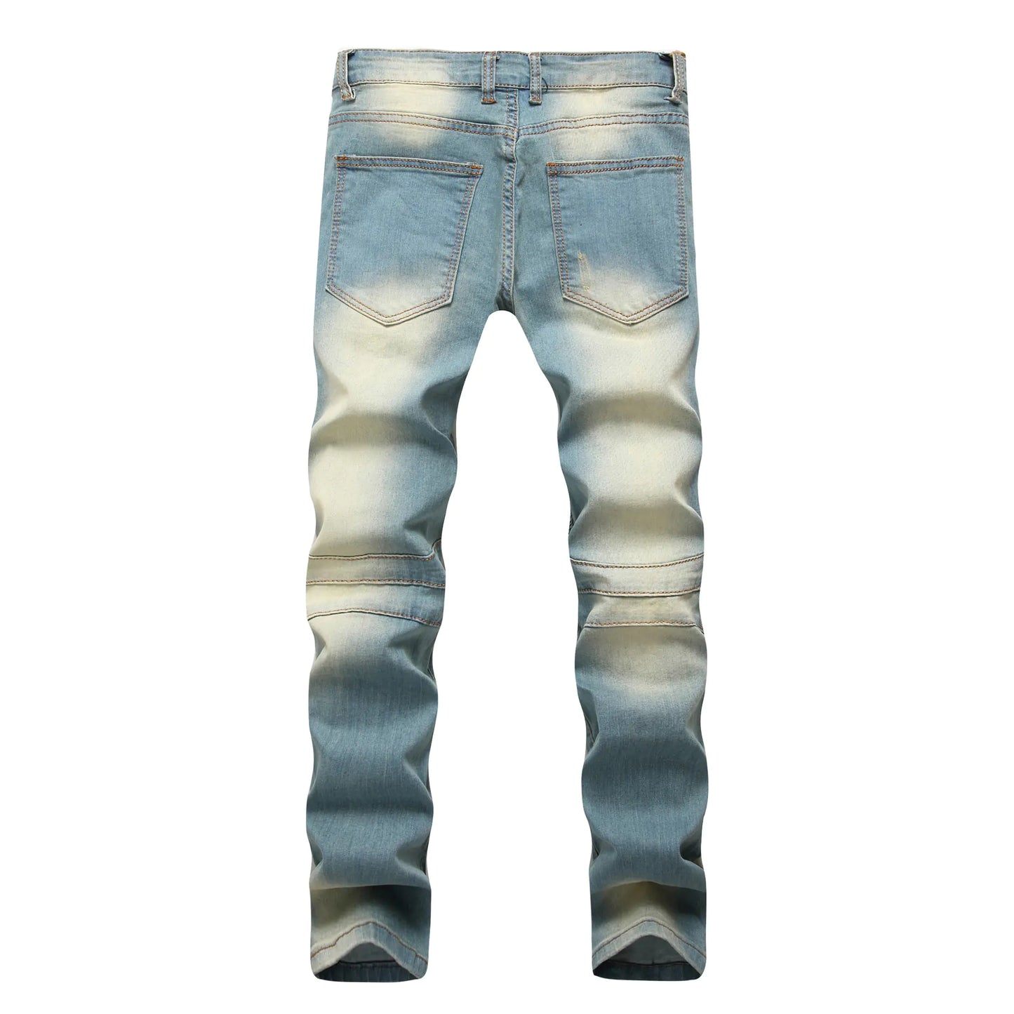 Men's Retro Distressed Zipper Decor Denim Pants