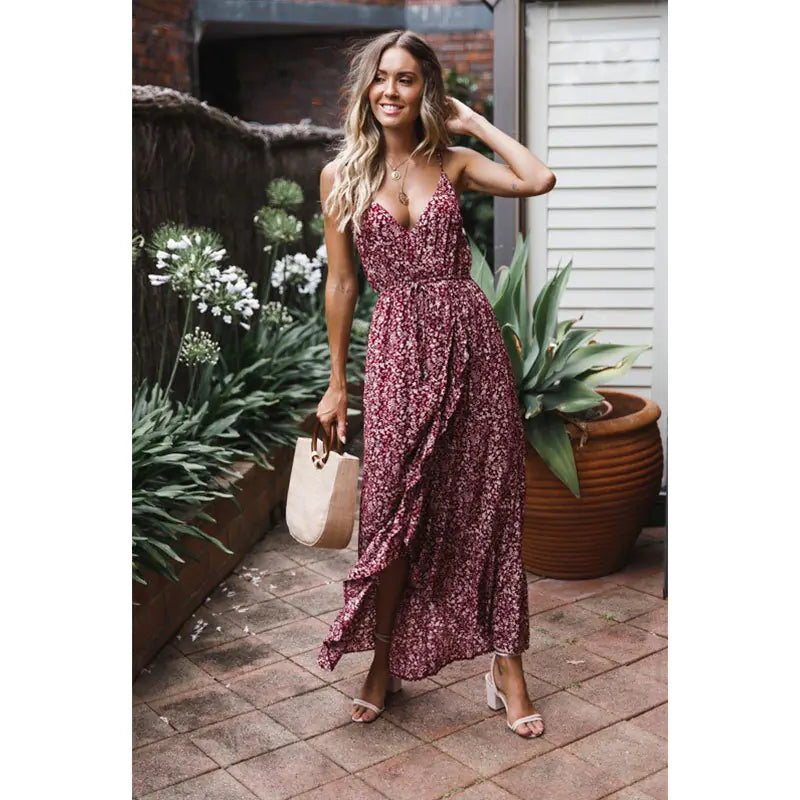Floral Print Spaghetti Strap Maxi Dress