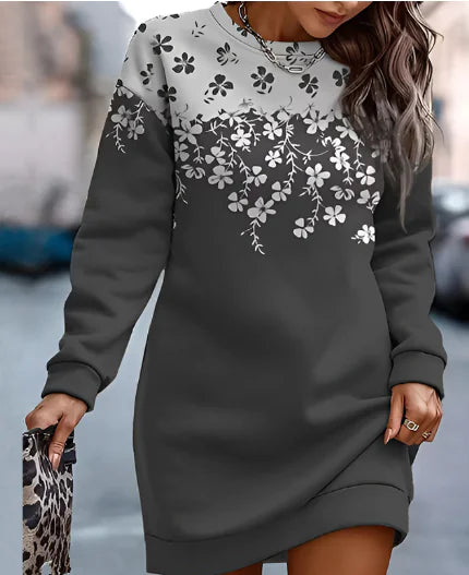 Printed Loose Crew Neck Sweater for Women