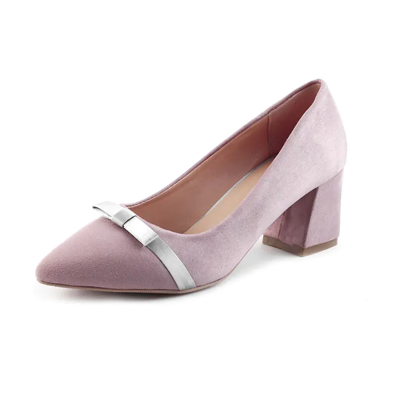 New Women's Black Suede Mid-Heel Pointed Shoes