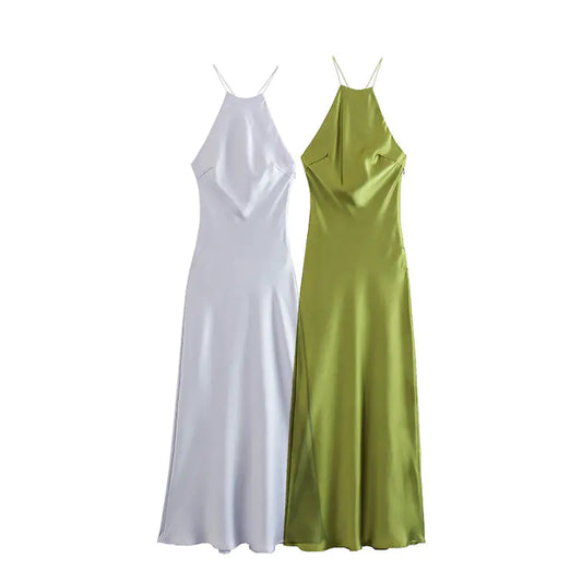 Satin Feel Sleeveless Dress for Spring/Summer 2024