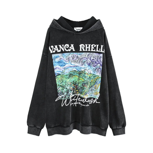 American Retro Street Style Oil Painting Hoodie