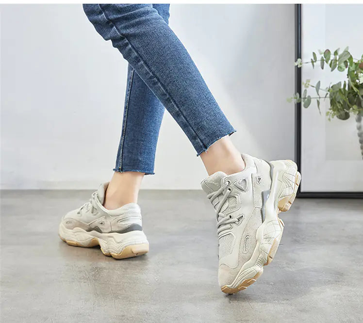 Thick Sole Dad Sneakers - Casual Athletic Shoes
