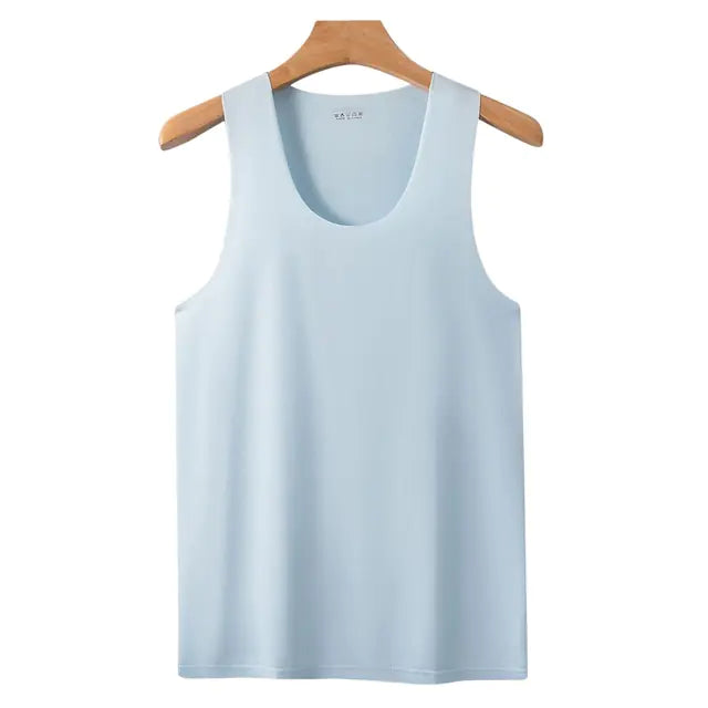 Men's V-Neck Quick-Dry Ice Silk Sleeveless T-Shirt