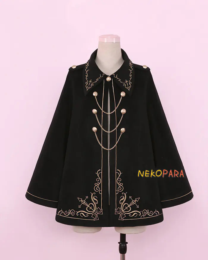 Bear-Themed Japanese Soft Girl Tailcoat Wool Cloak