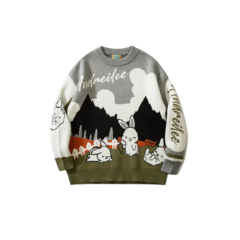 Men's Loose Fit Long Sleeve Wool Pullover Sweater