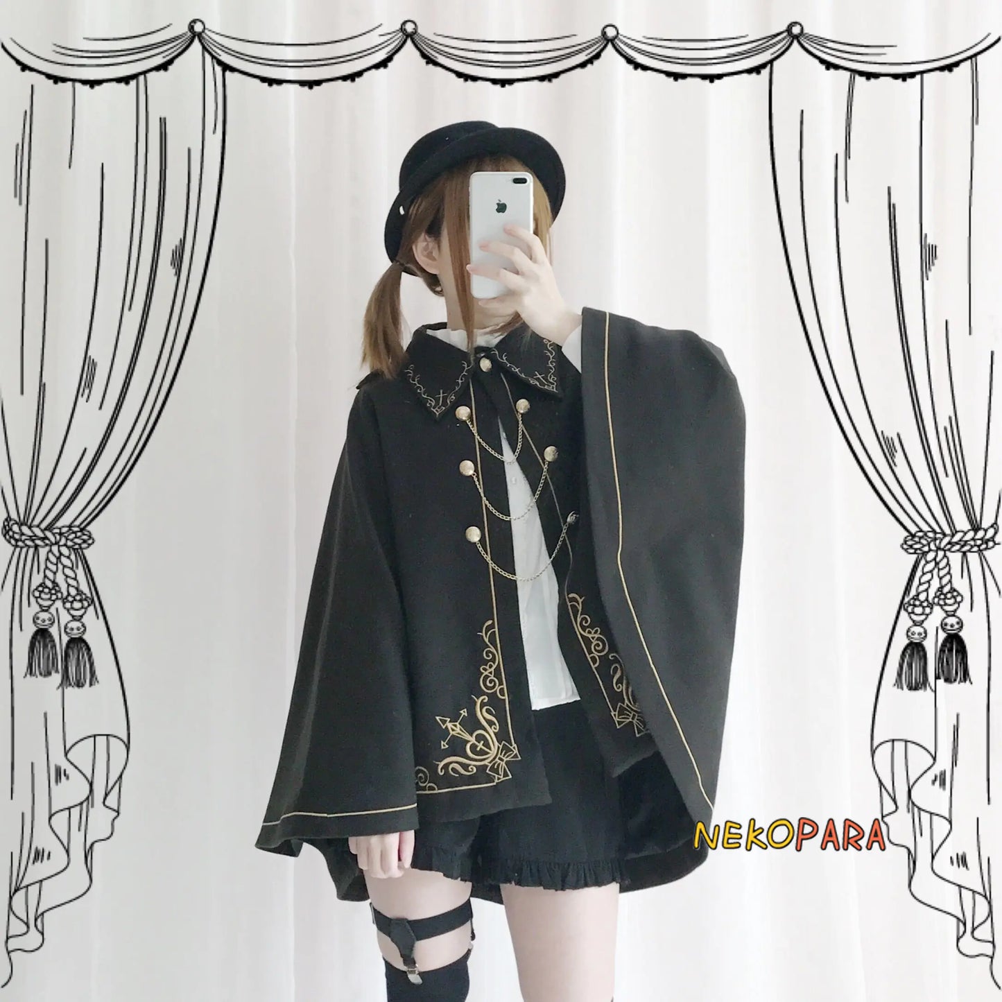 Bear-Themed Japanese Soft Girl Tailcoat Wool Cloak