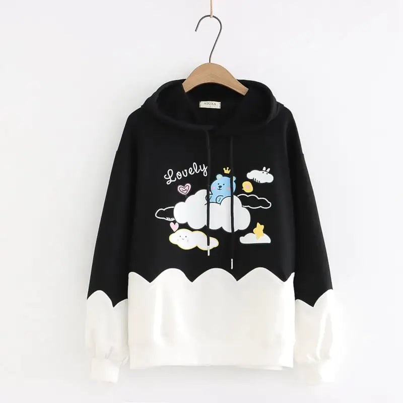 Color-blocking Thin Long-sleeved Hooded Sweatshirt