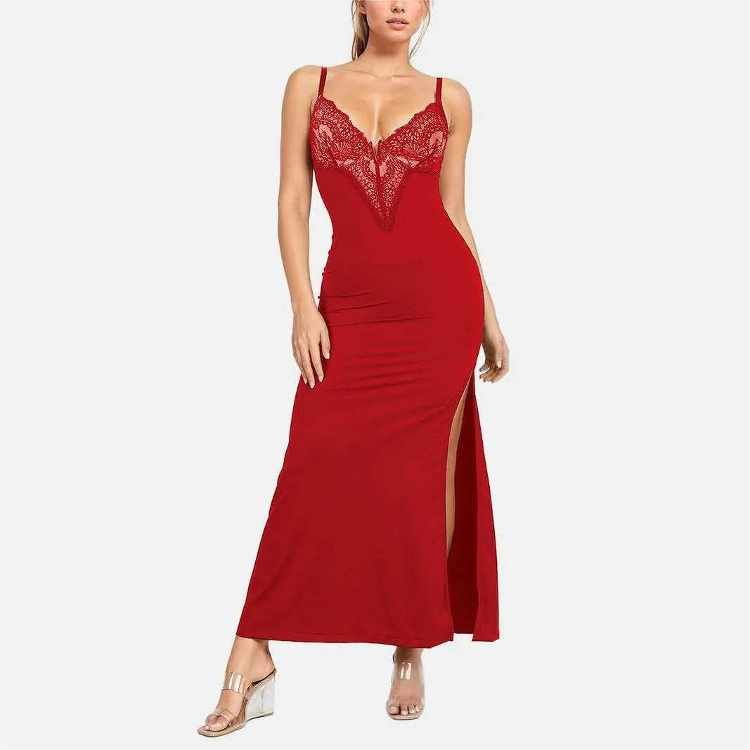 Black Lace Camisole Dress with Built-in Corset
