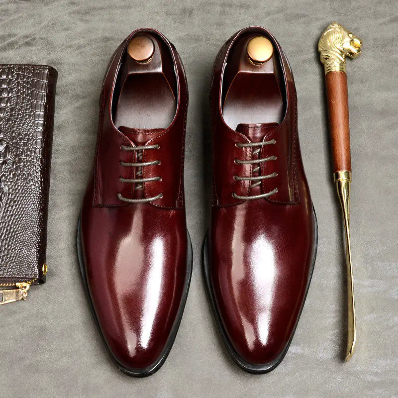 British Lace-Up Men's Business Leather Shoes, Cowhide