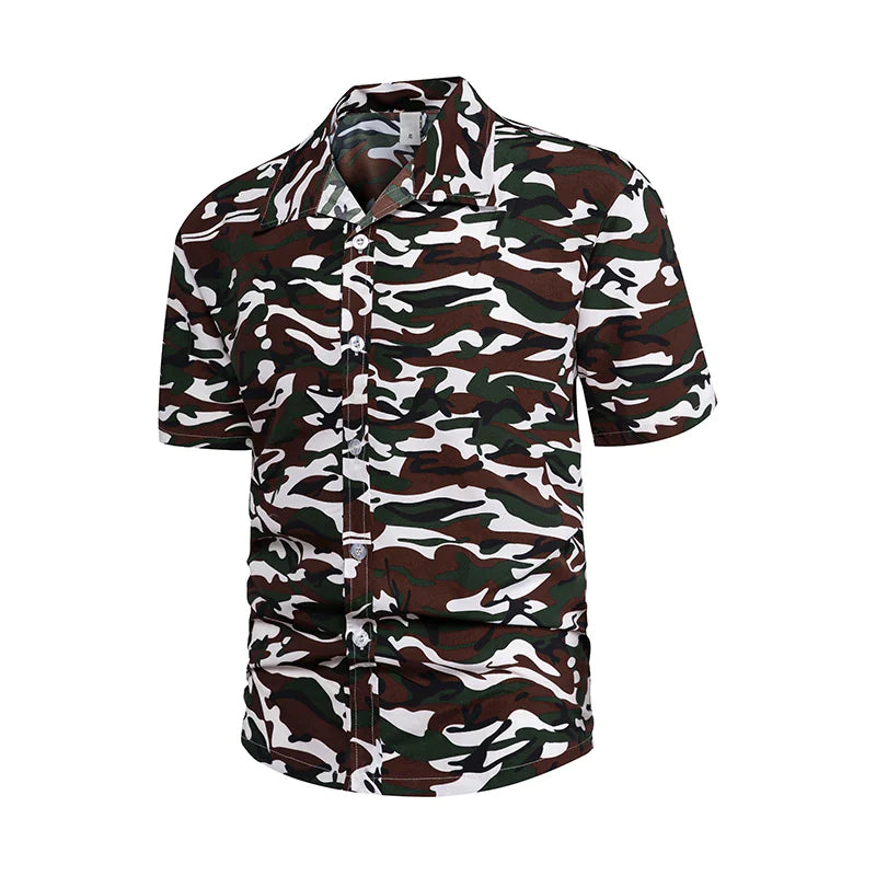 Men's Retro Hawaiian Flower Casual Short-Sleeved Shirt