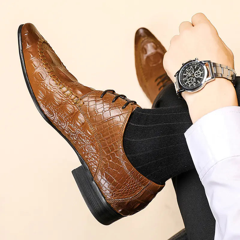 Crocodile Pattern British Men's Dress Shoes