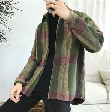 Men's Loose Fit Long Sleeve Wool Shirt for Casual Style