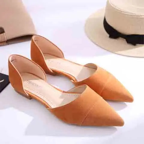 Ladies Shallow Pointed Toe Flat Peas Single Shoes