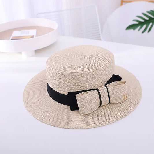 Flat-top Cap with Bow for Sun Protection