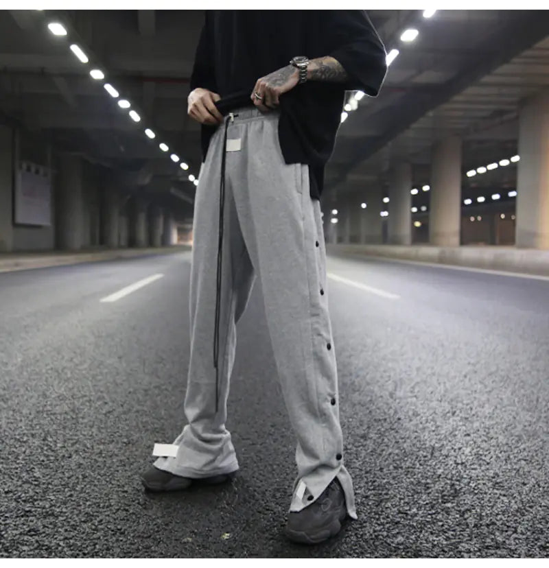 Loose-Fit Cotton Pants with Velcro Closure Design
