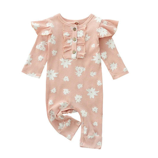 Printed Snowflake Long Sleeve Flying Jumpsuit