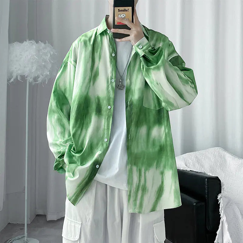 Men's Retro Floral Long Sleeve Shirt - Casual Loose Fit