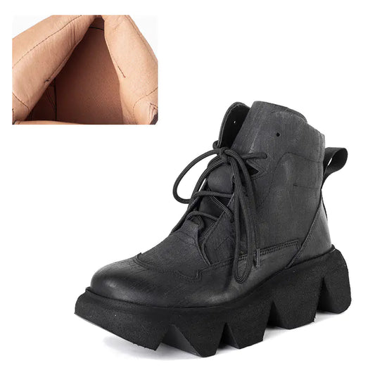 First Layer Cowhide Ankle Platform Boots