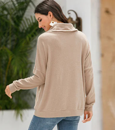 Women's Loose Fit Cashmere Long Sleeve Pullover Sweater