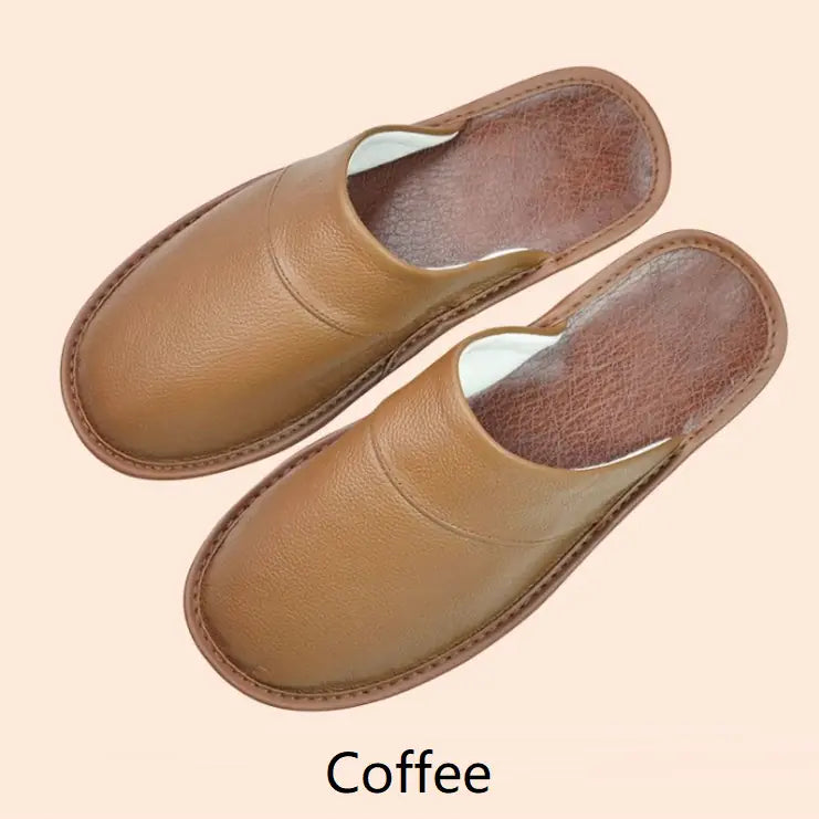 Indoor Leather Baotou Slippers for Home Furnishing