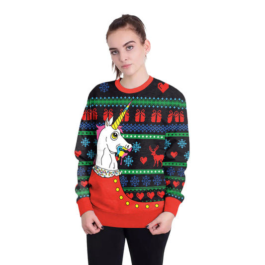3D Digital Printed Women's Christmas Pullover Sweatshirt