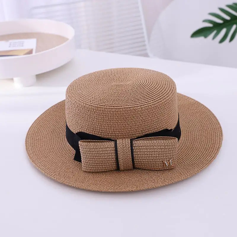 Flat-top Cap with Bow for Sun Protection
