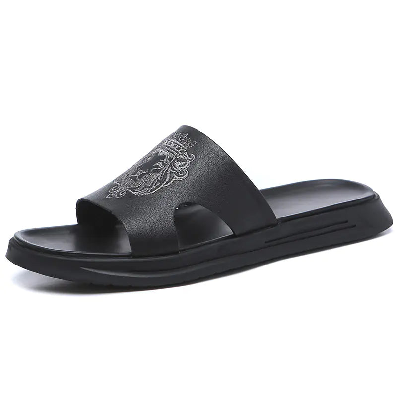 Cowhide Leather Flip-Flop Summer Beach Sandals