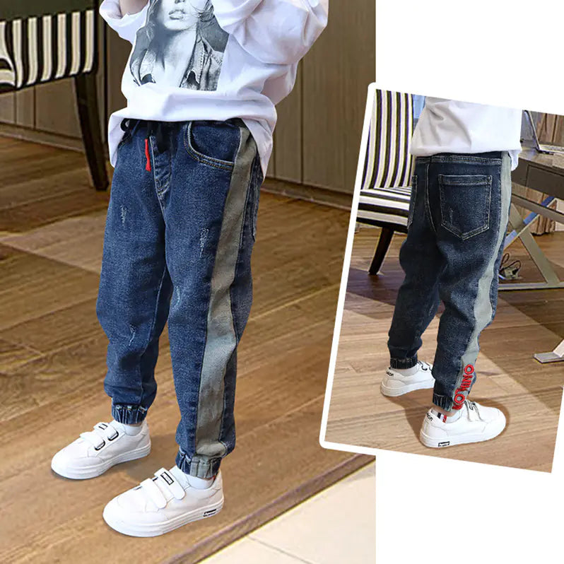 Boy's Color Matching Cotton Jeans for Spring & Autumn