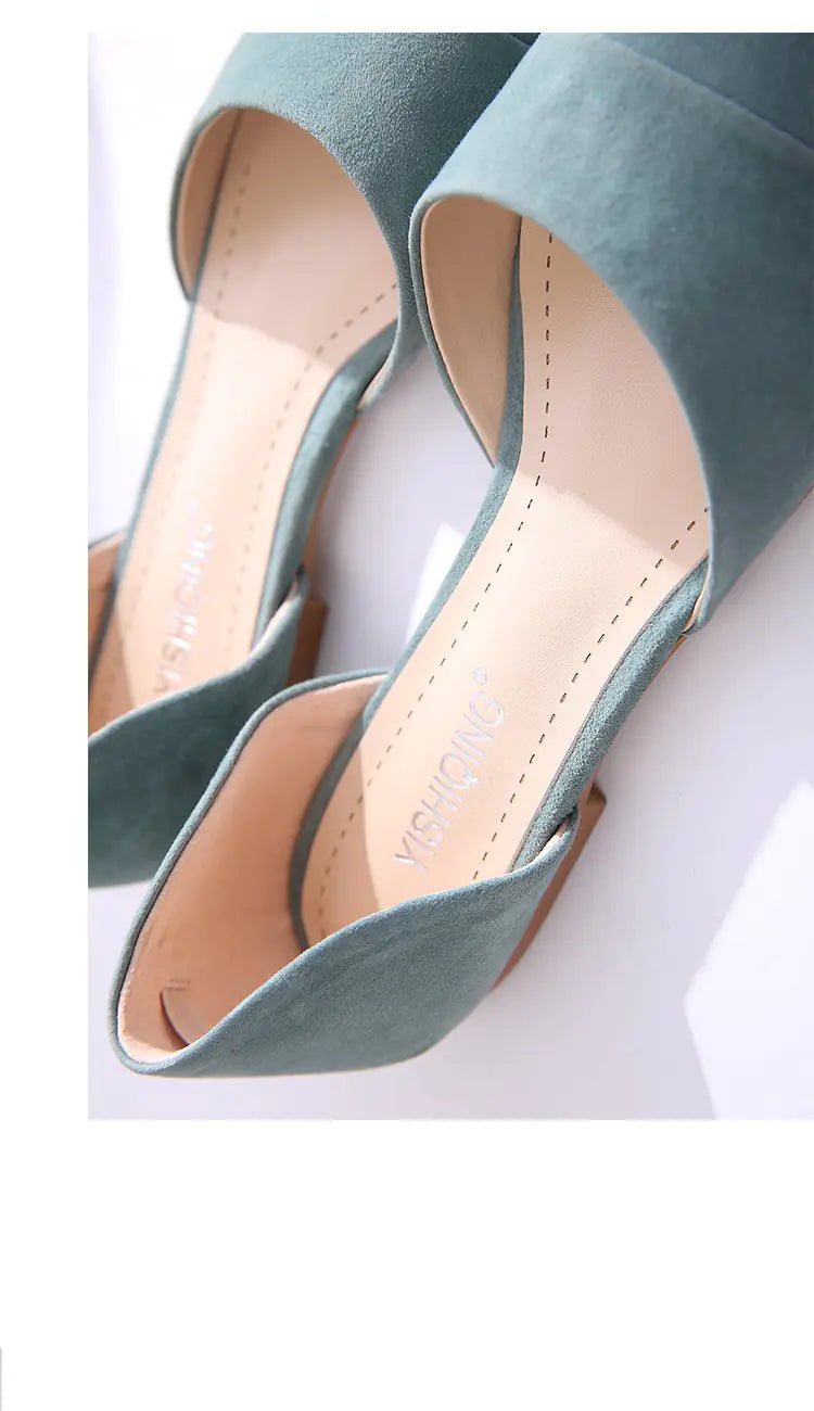 Ladies Shallow Pointed Toe Flat Peas Single Shoes