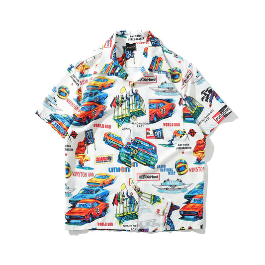 Loose Cartoon Print Short Sleeve Shirt