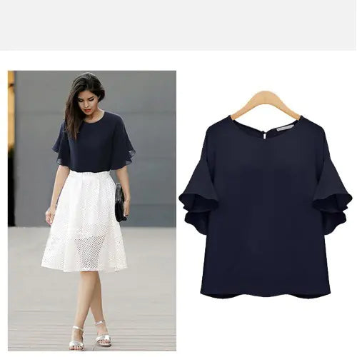 Plus Size Women's Short Sleeve Loose Shirt