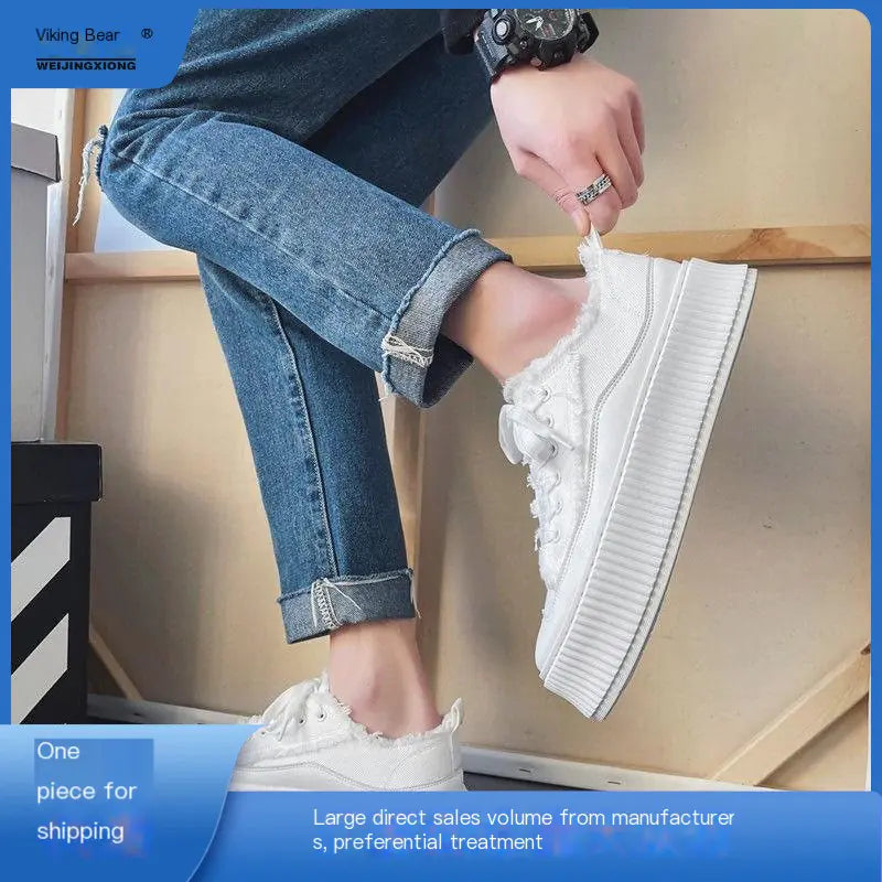 Men's Thick Sole Summer Canvas Sneakers - Korean Style
