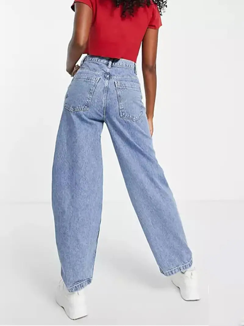 Light Blue Wide Leg Denim Pants - Loose Fit & High Waist