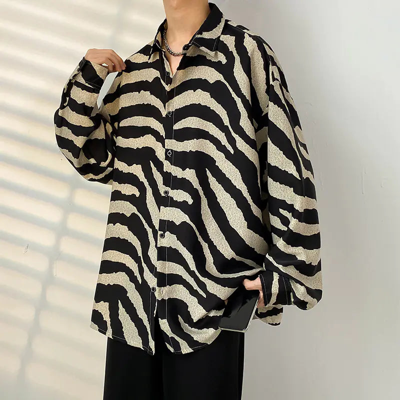 Men's Retro Floral Long Sleeve Shirt - Casual Loose Fit