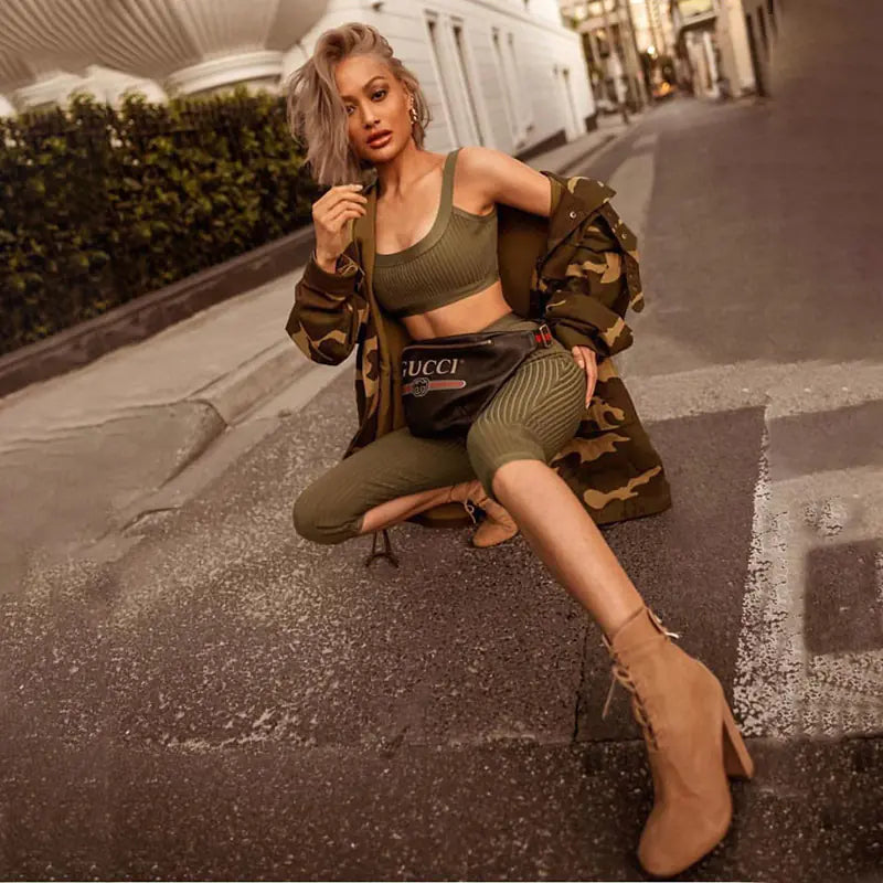 2019 Women's Casual Set - Off-Shoulder & Crop Top