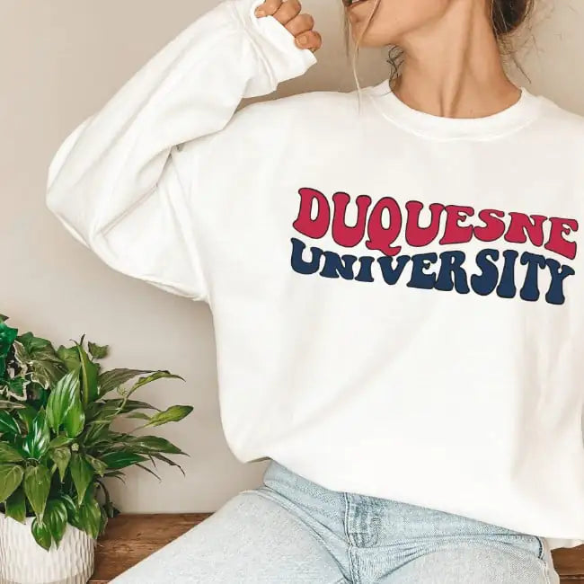 Duquesne University Sweatshirt with Letter Print Design