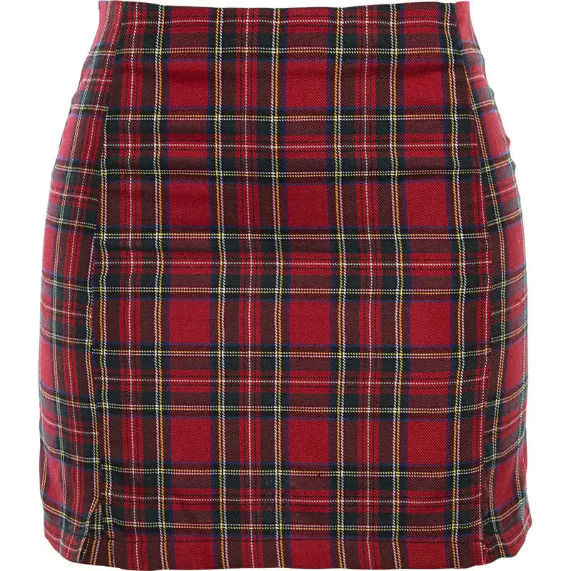 High Waist Slim Plaid Skirt for Women