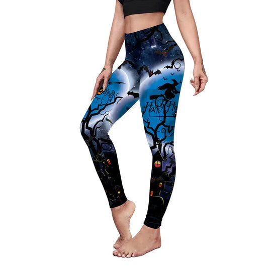 Women's Halloween Bat Print Elastic Leggings