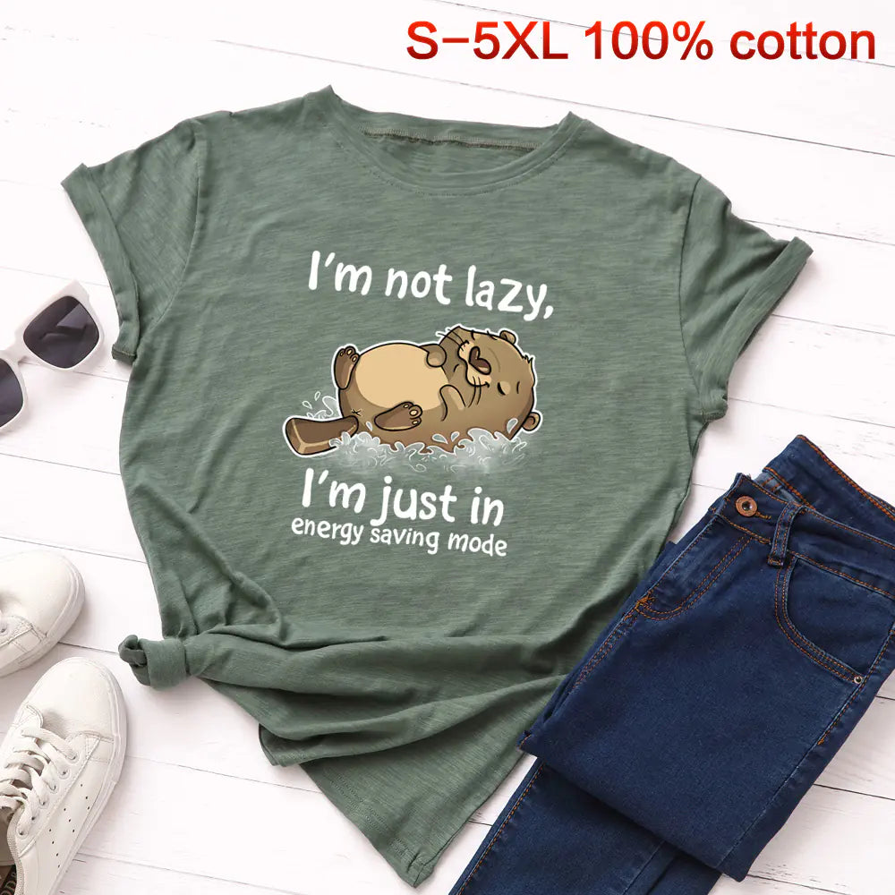Summer Loose Fit Cat Print Short Sleeve T-Shirt