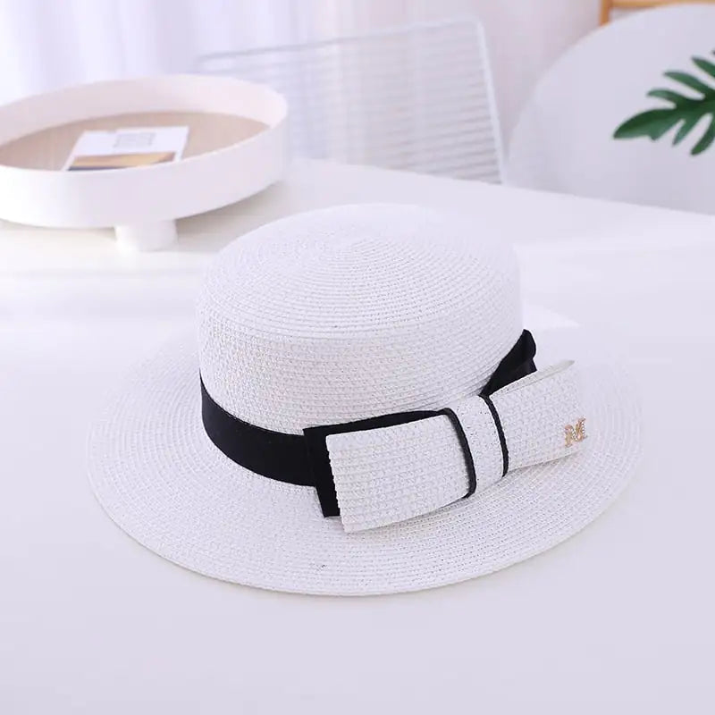 Flat-top Cap with Bow for Sun Protection