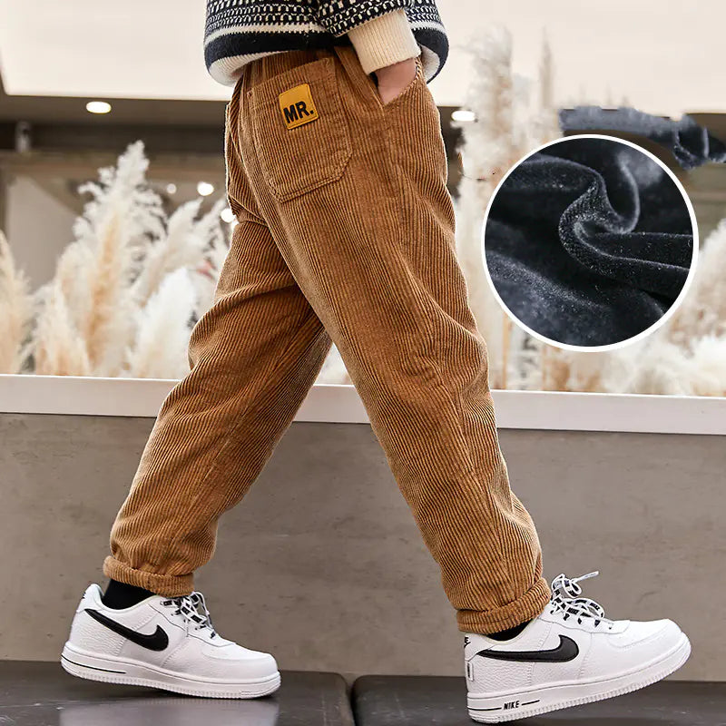 Fashionable Big Children's Corduroy Trousers for Winter