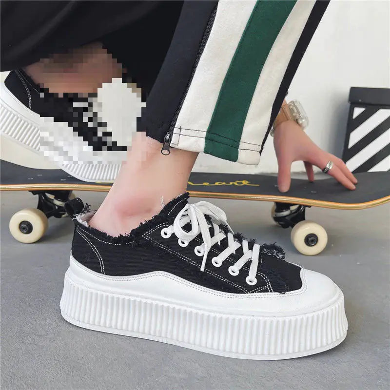 Men's Thick Sole Summer Canvas Sneakers - Korean Style