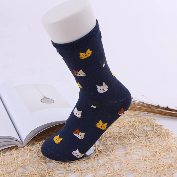 Women's Cat Mid-Calf Cotton Socks