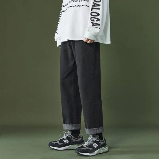 Men's Loose Straight Cropped Jeans