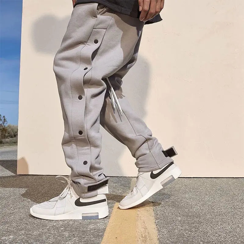 Loose-Fit Cotton Pants with Velcro Closure Design