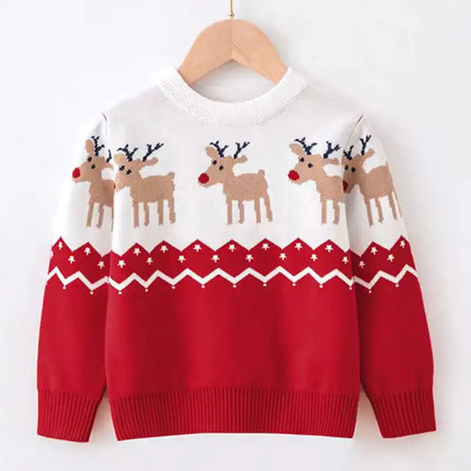 Thick Knitted Christmas Elk Sweater for Kids
