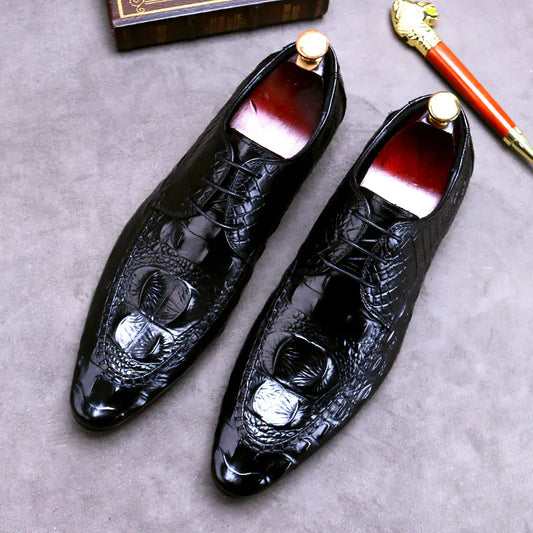 Crocodile Pattern British Men's Dress Shoes