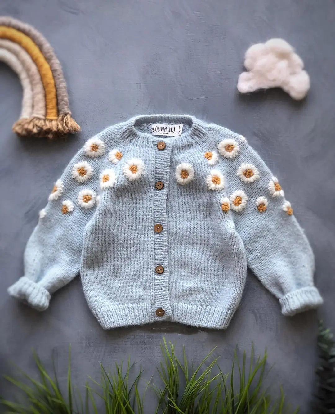 Embroidered Wool Cardigan Sweater for Kids
